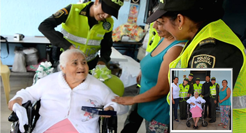en Chinácota por la Policía Nacional la señora Dioselina Prada ya tiene silla de ruedas