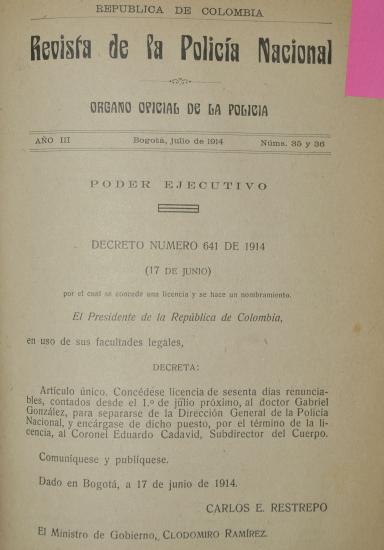 Revista Policía Nacional edición Nro. 35 y 36 Primera época